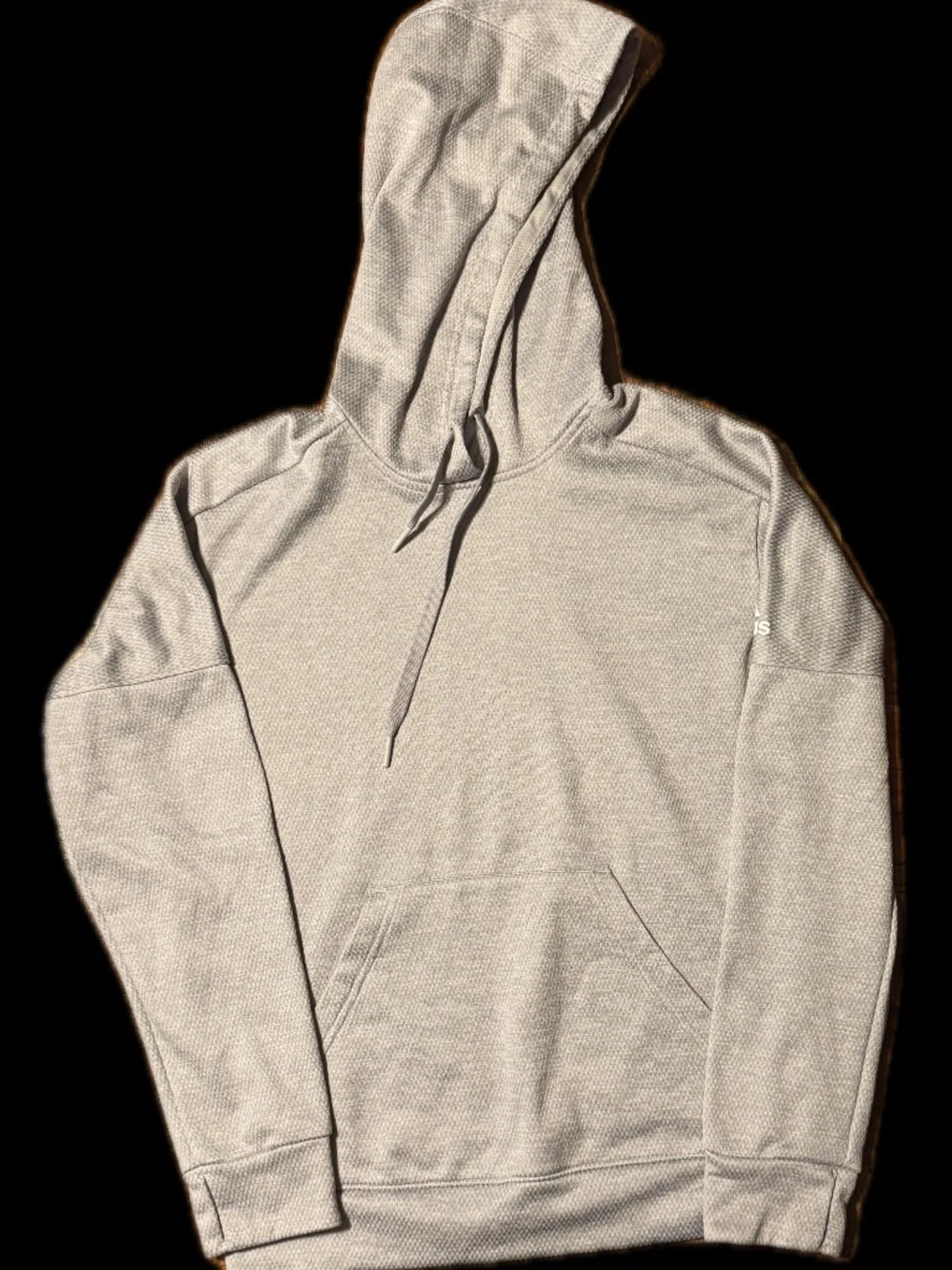(S) ADIDAS CLIMAWARM LIGHT GRAY HOODIE W/ THUMBHOLE EMBLEM ON SLEEVE